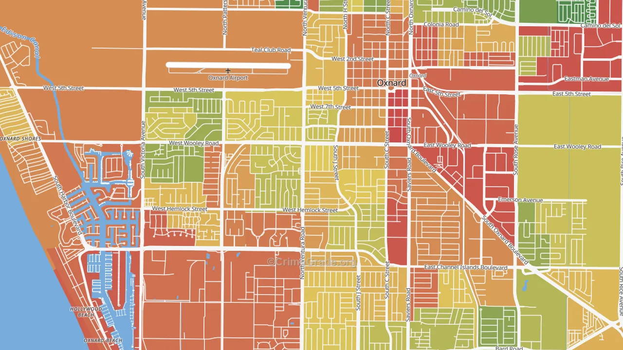 Bartolo Square North, Oxnard, CA Map of Robbery Rates