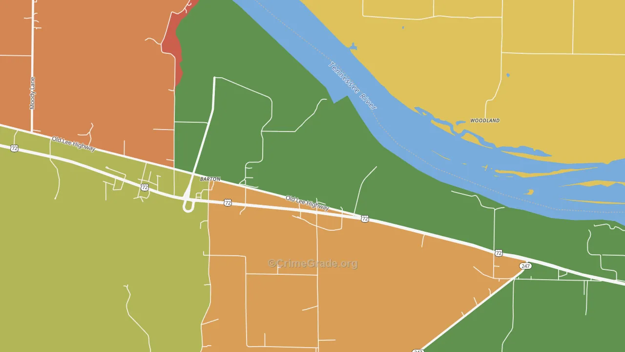 Barton, AL Map of Robbery Rates