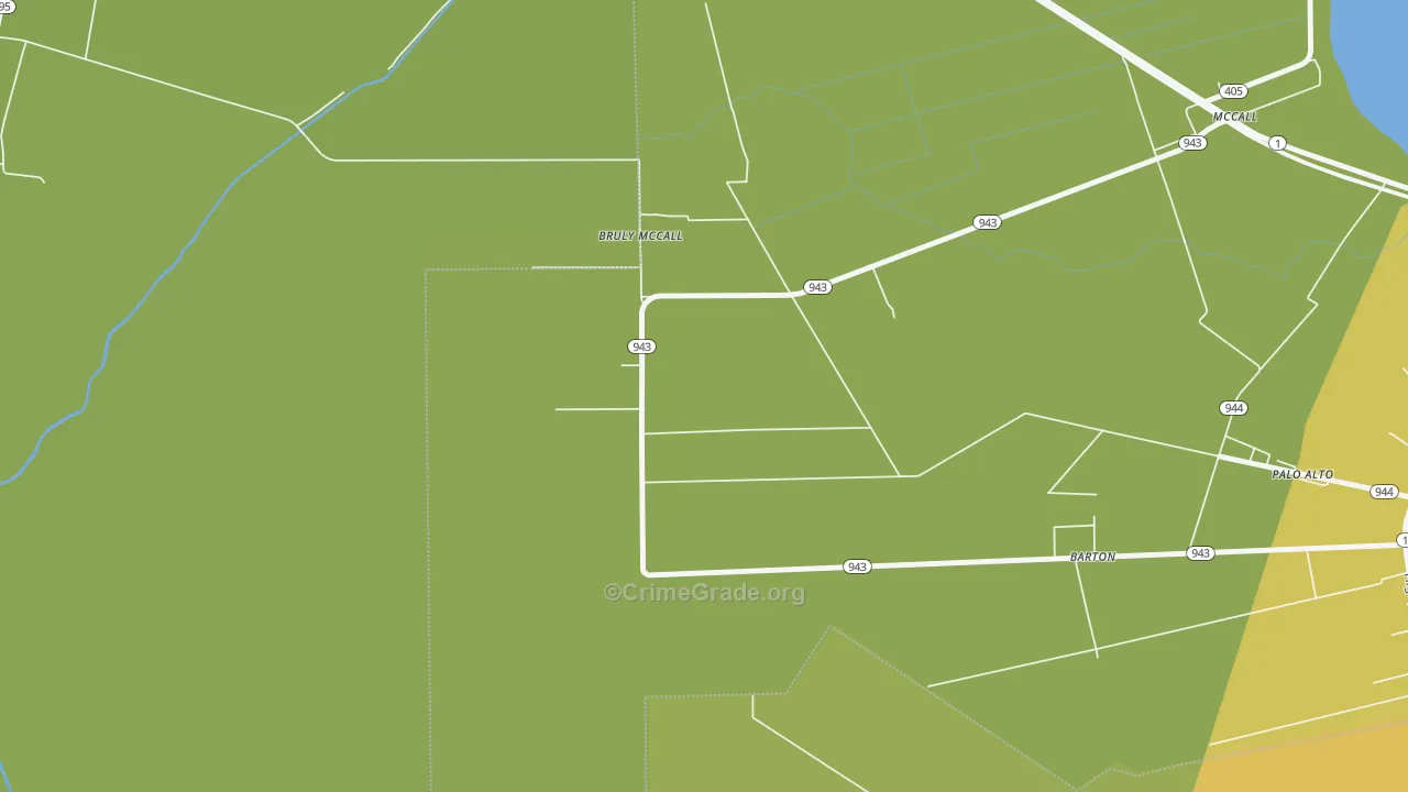 Barton, LA Map of Robbery Rates