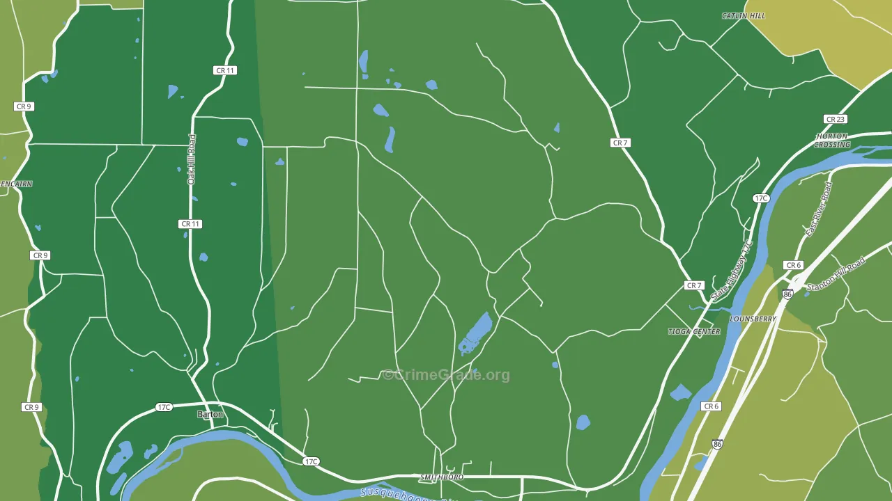 Barton, NY Map of Robbery Rates