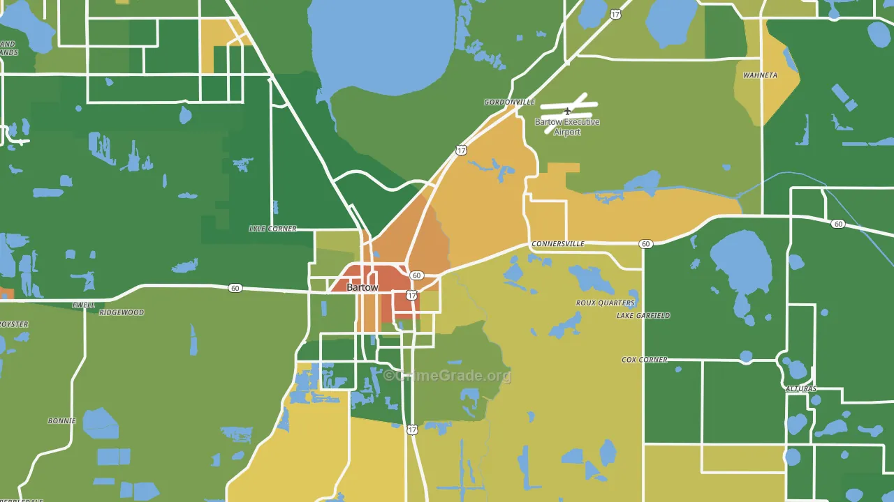 Bartow, FL Map of Robbery Rates