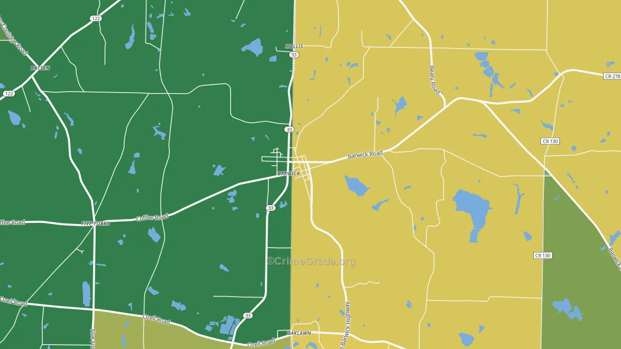 Barwick, GA Map of Robbery Rates