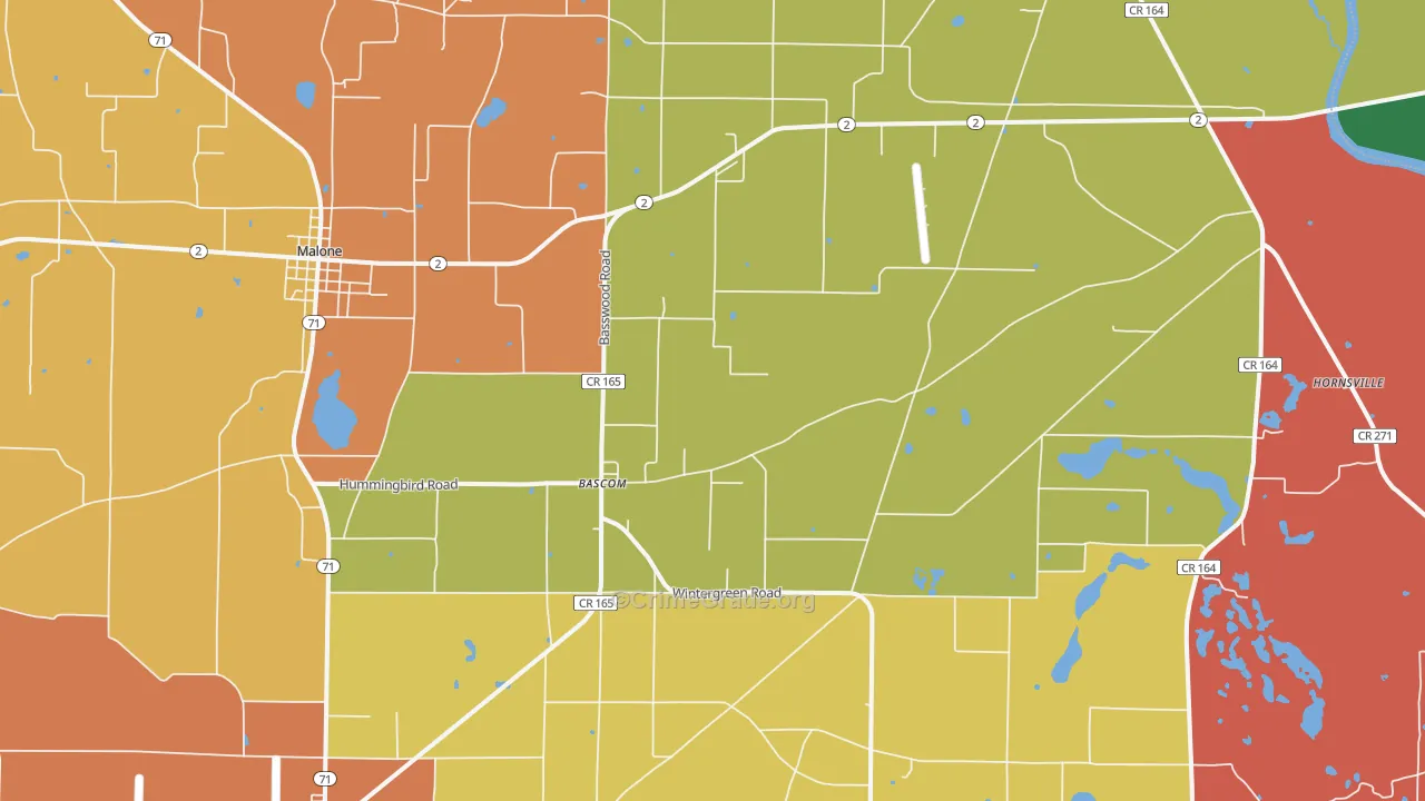 Bascom, FL Map of Robbery Rates