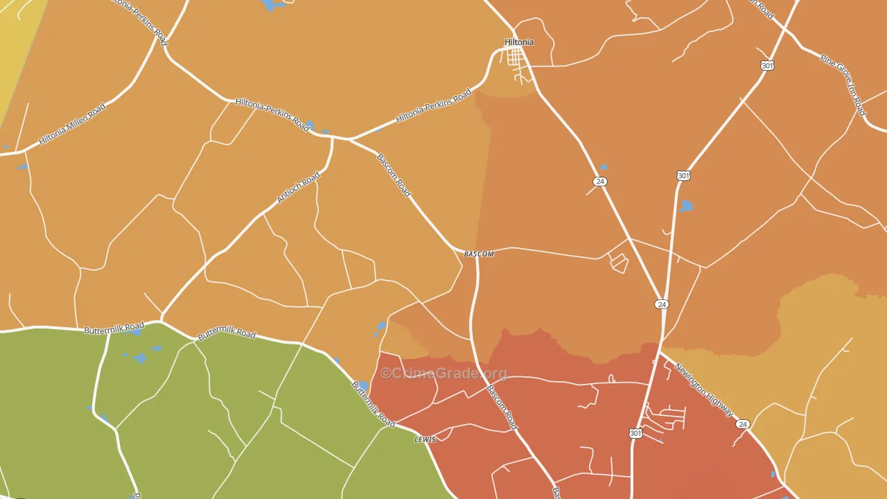 Bascom, GA Map of Robbery Rates