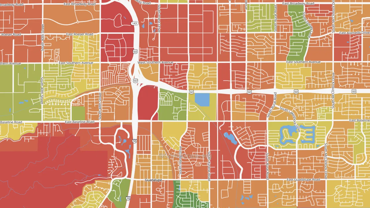 Baseline-Hardy, Tempe, AZ Map of Robbery Rates