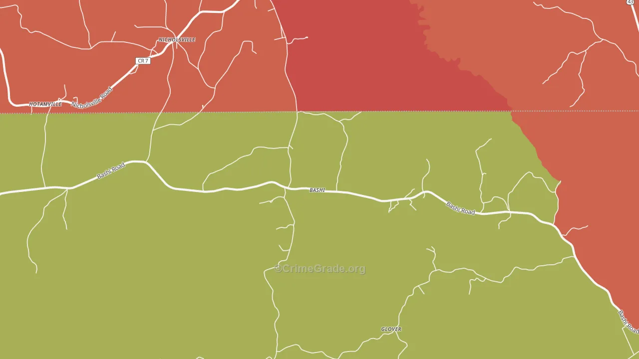 Bashi, AL Map of Robbery Rates