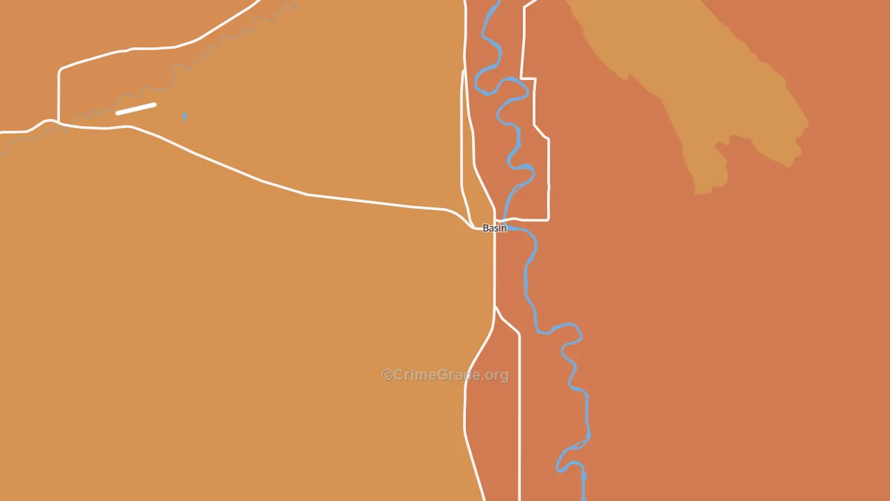 Basin, WY Map of Robbery Rates