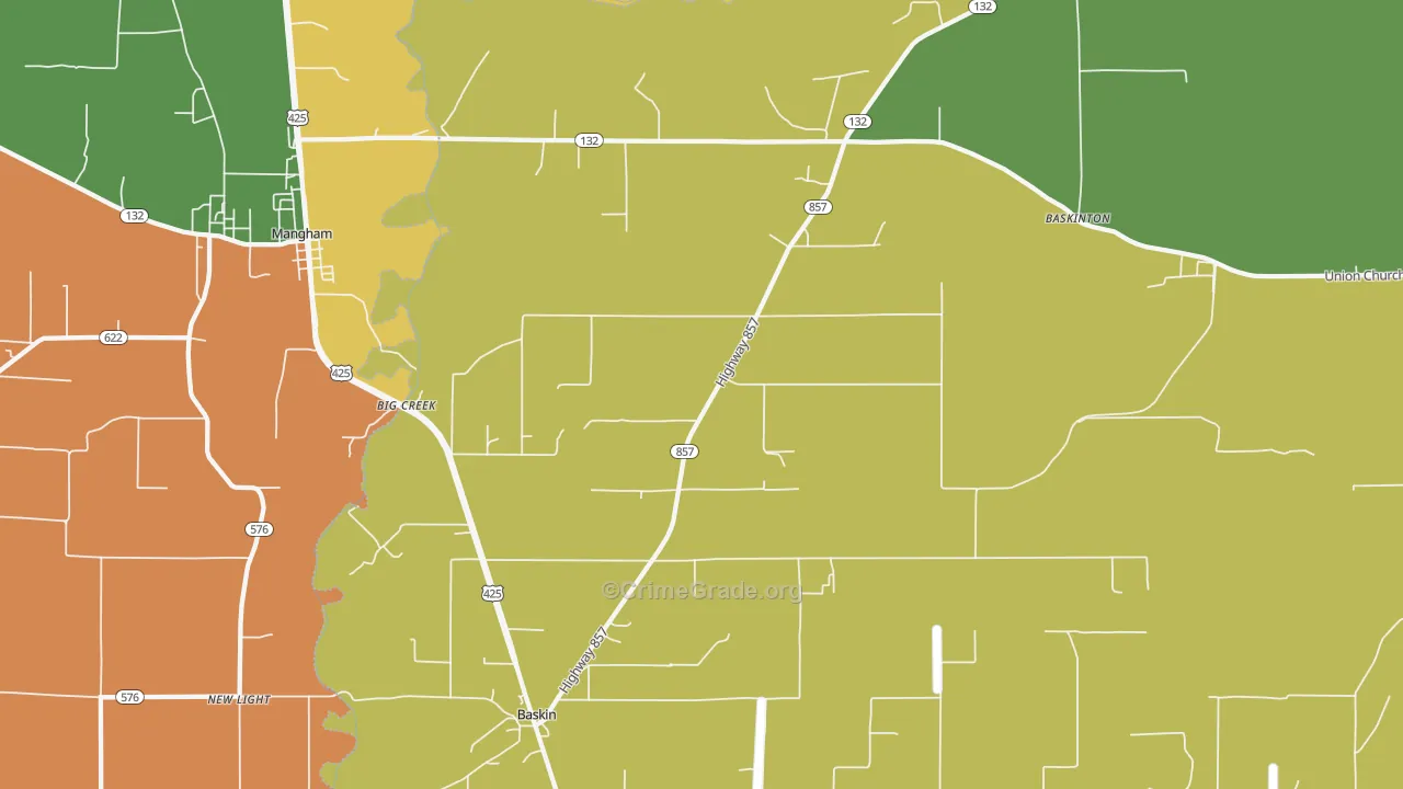 Baskin, LA Map of Robbery Rates