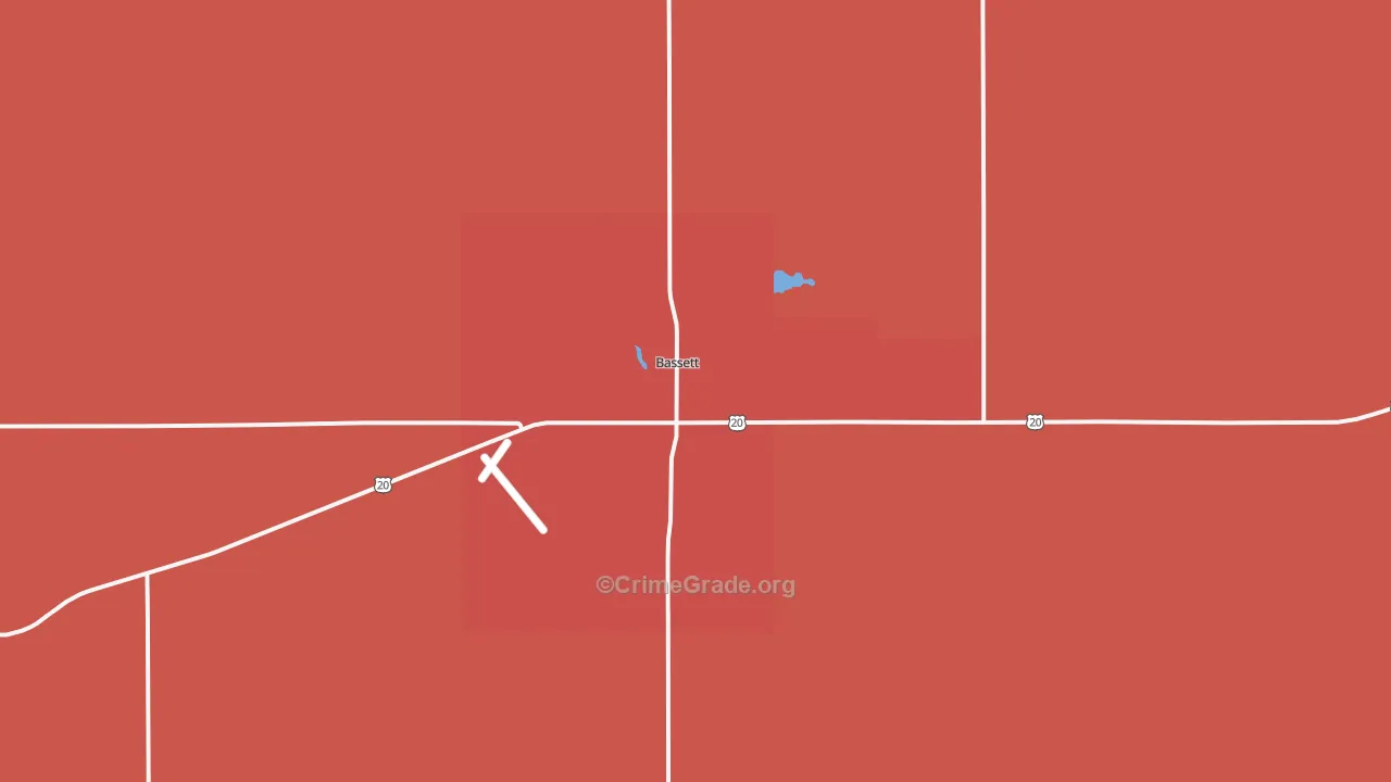 Bassett, NE Map of Robbery Rates