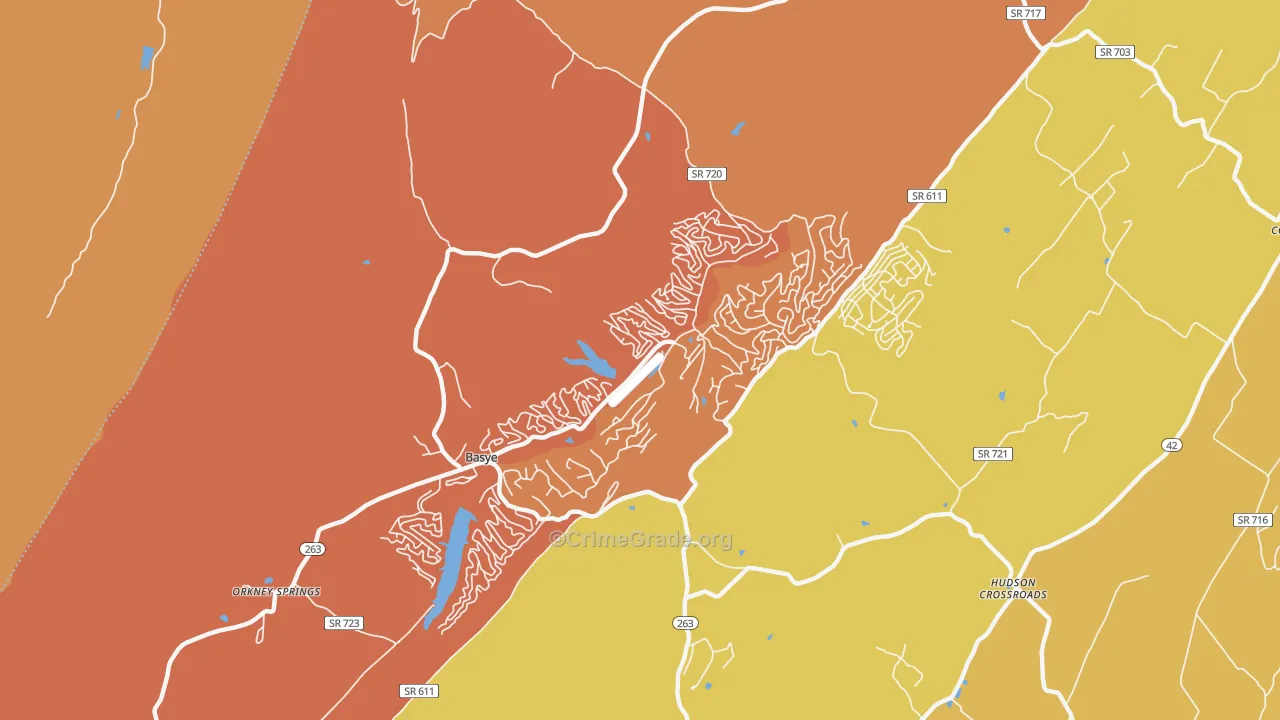 Basye, VA Map of Robbery Rates