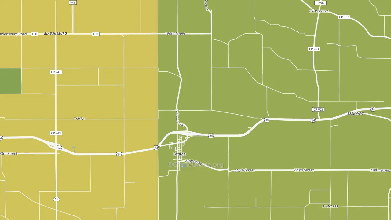 Batavia, IA Map of Robbery Rates