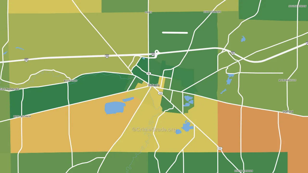 Batavia, NY Map of Robbery Rates