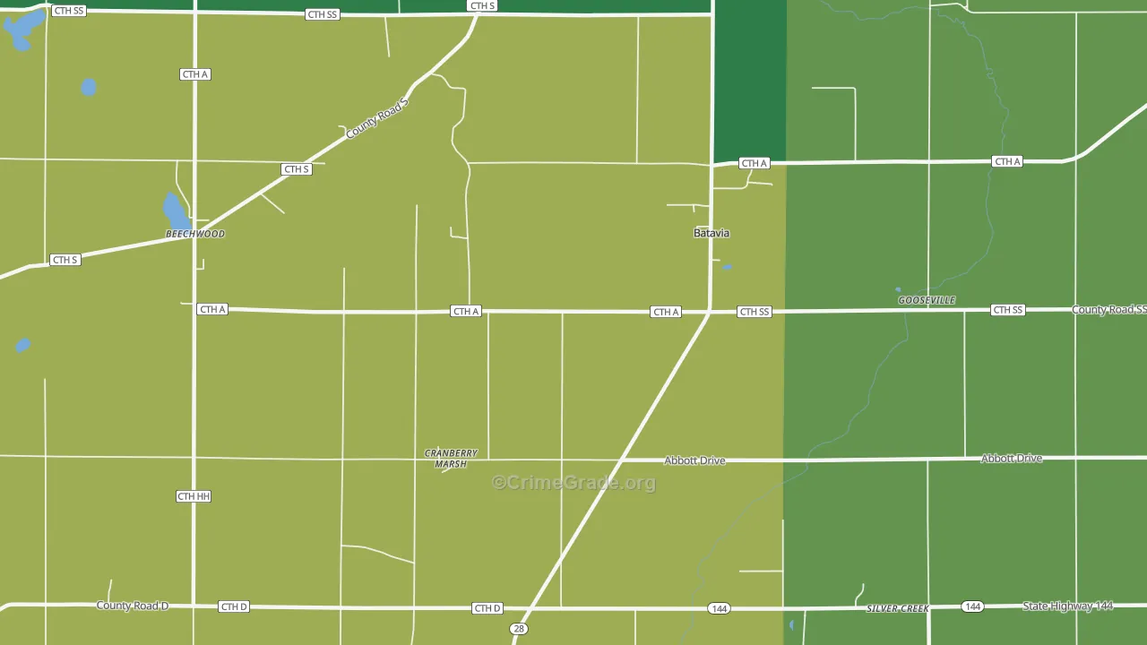 Batavia, WI Map of Robbery Rates