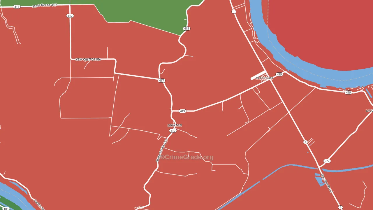 Batchelor, LA Map of Robbery Rates
