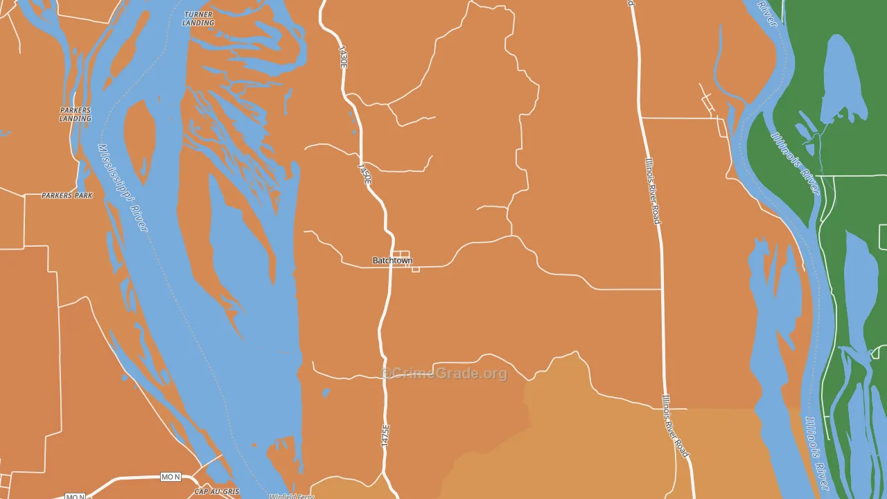 Batchtown, IL Map of Robbery Rates