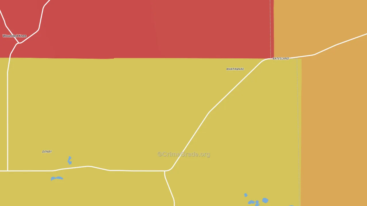 Batesland, SD Map of Robbery Rates