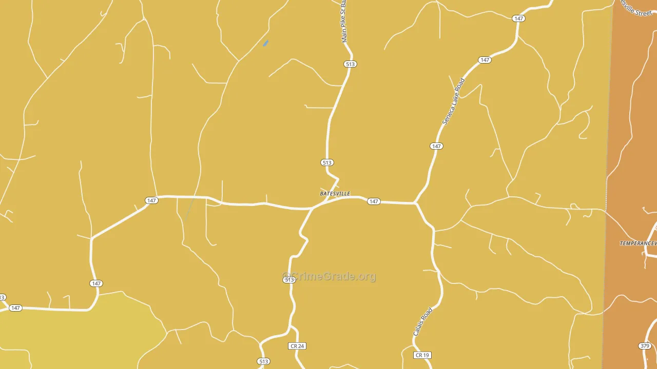 Batesville, OH Map of Robbery Rates