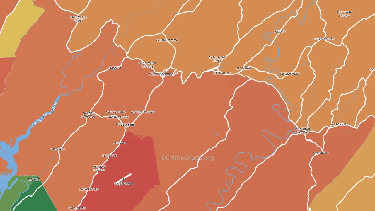 Bath County, VA Map of Robbery Rates