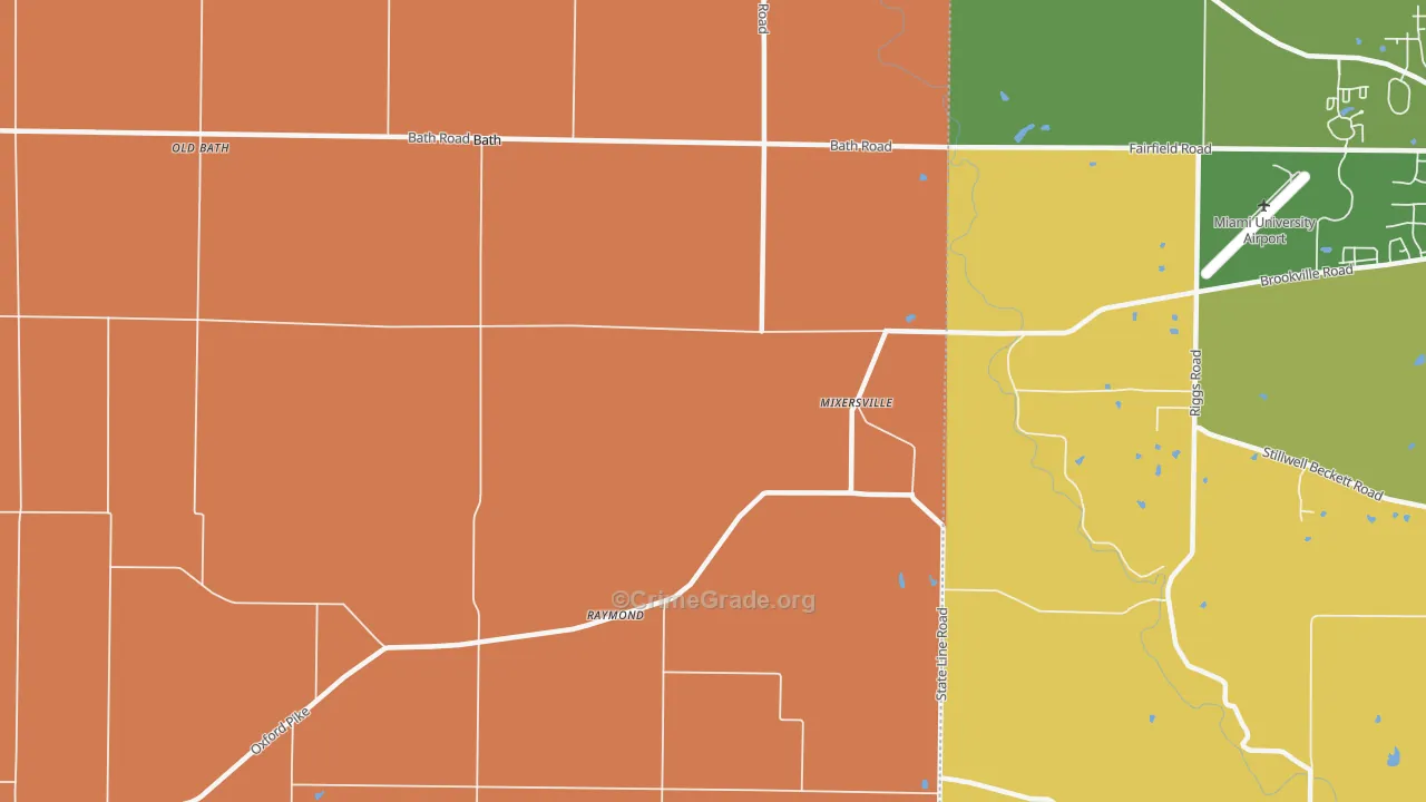 Bath, IN Map of Robbery Rates