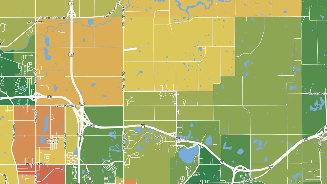 Bath, MI Map of Robbery Rates