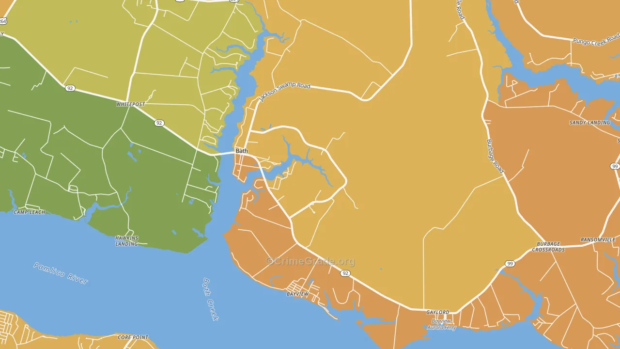Bath, NC Map of Robbery Rates