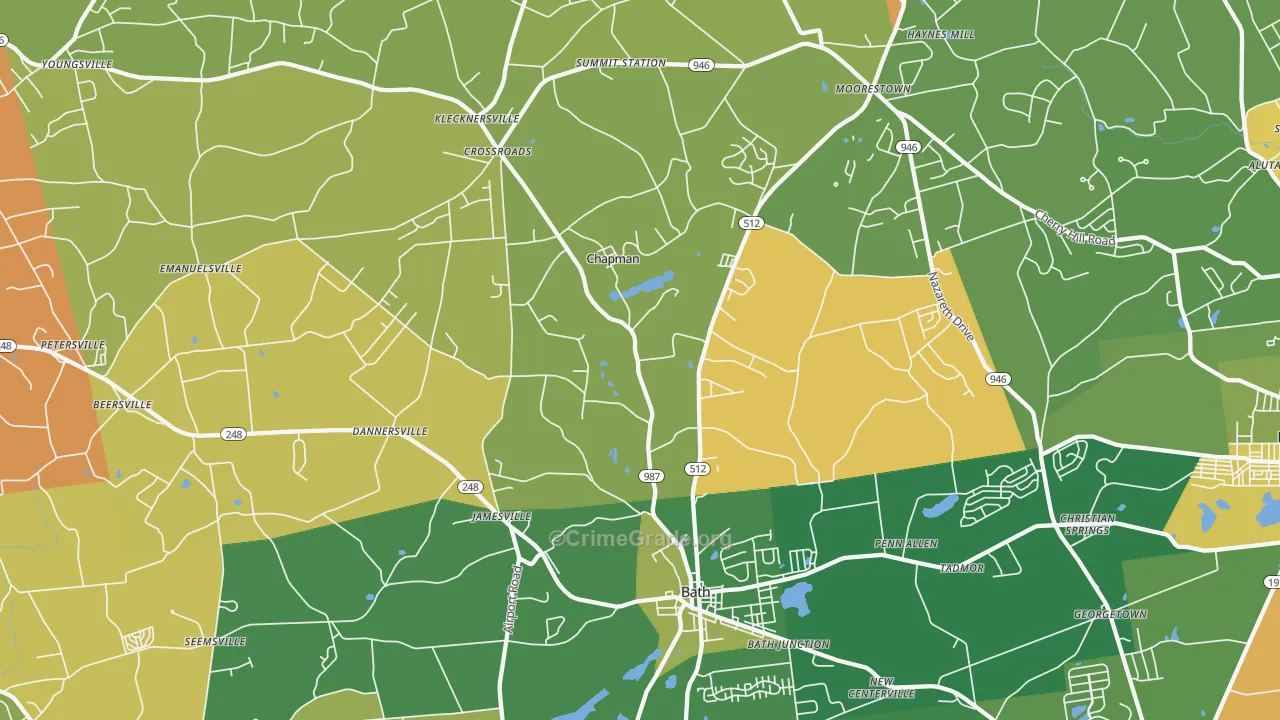 Bath, PA Map of Robbery Rates