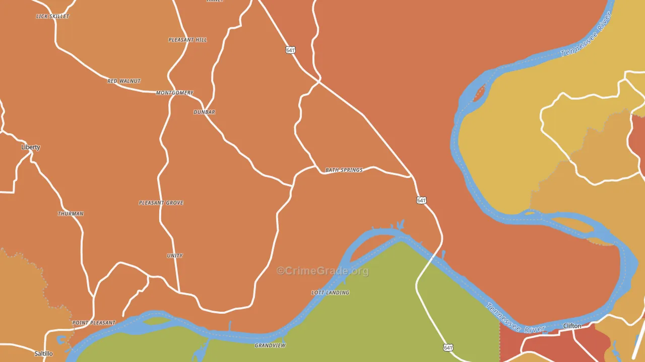 Bath Springs, TN Map of Robbery Rates