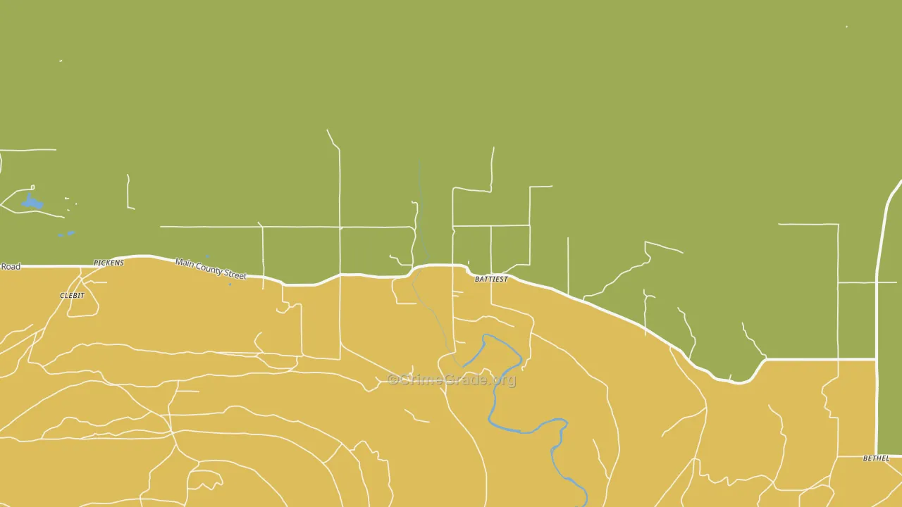 Battiest, OK Map of Robbery Rates