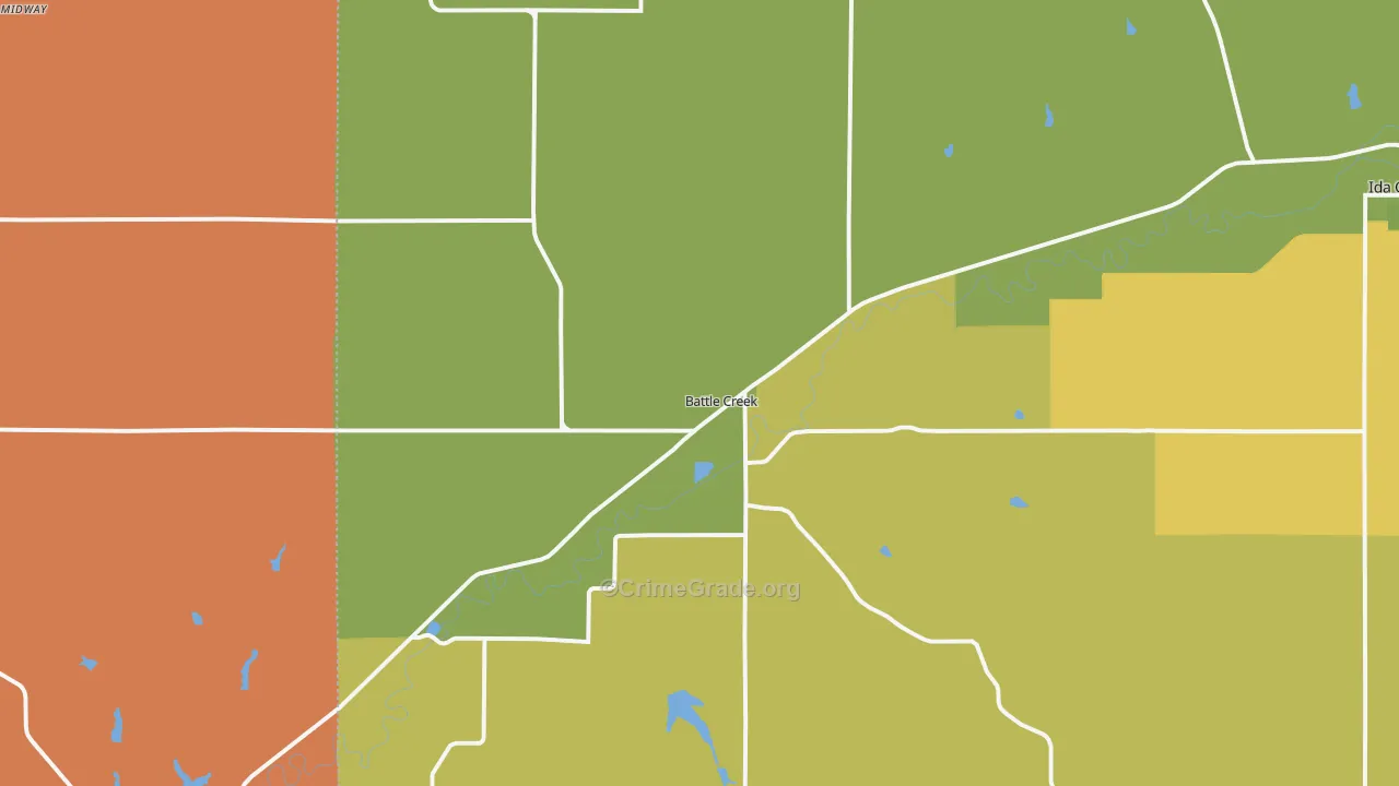 Battle Creek, IA Map of Robbery Rates