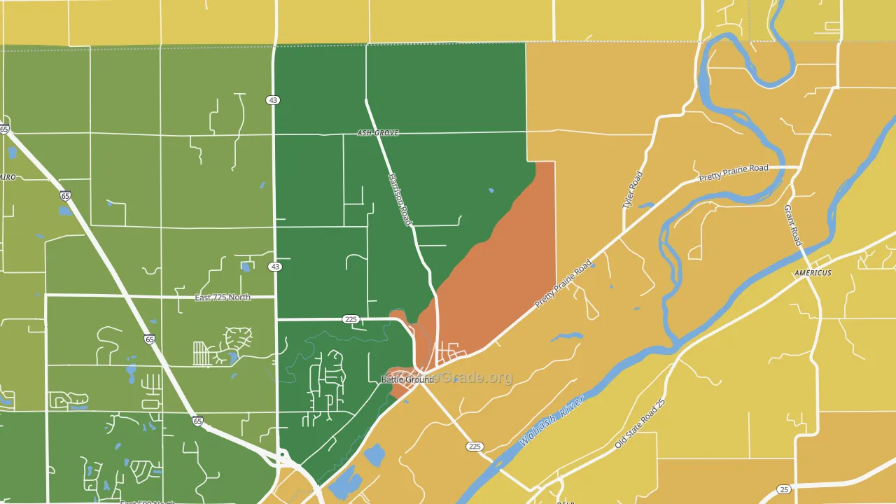 Battle Ground, IN Map of Robbery Rates