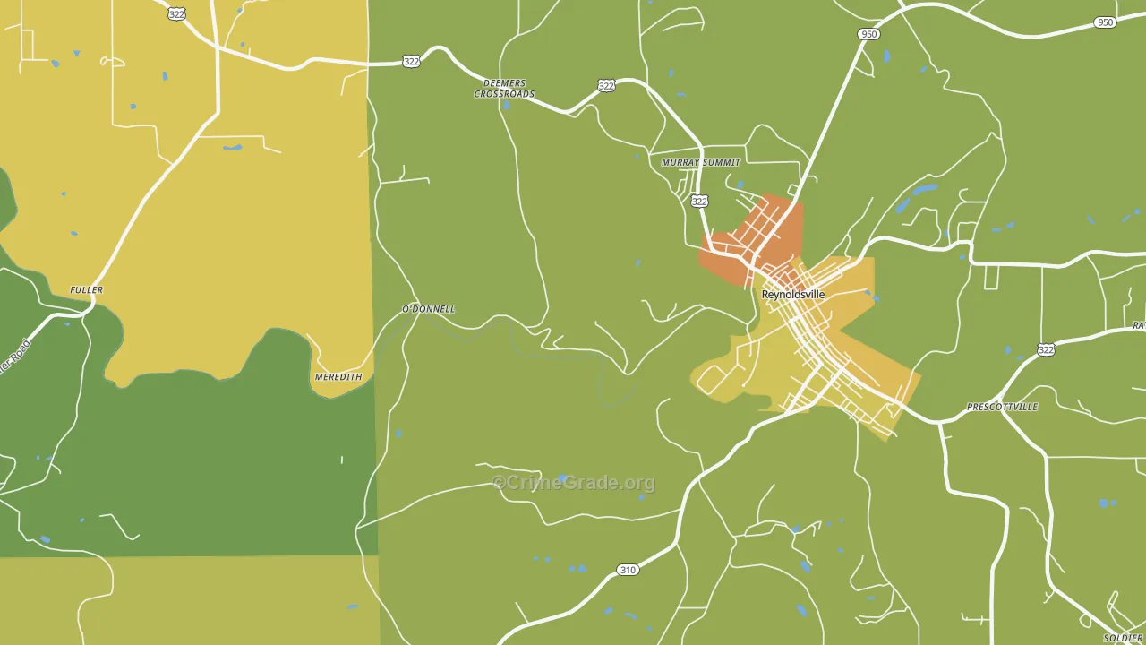 Battle Hollow, PA Map of Robbery Rates