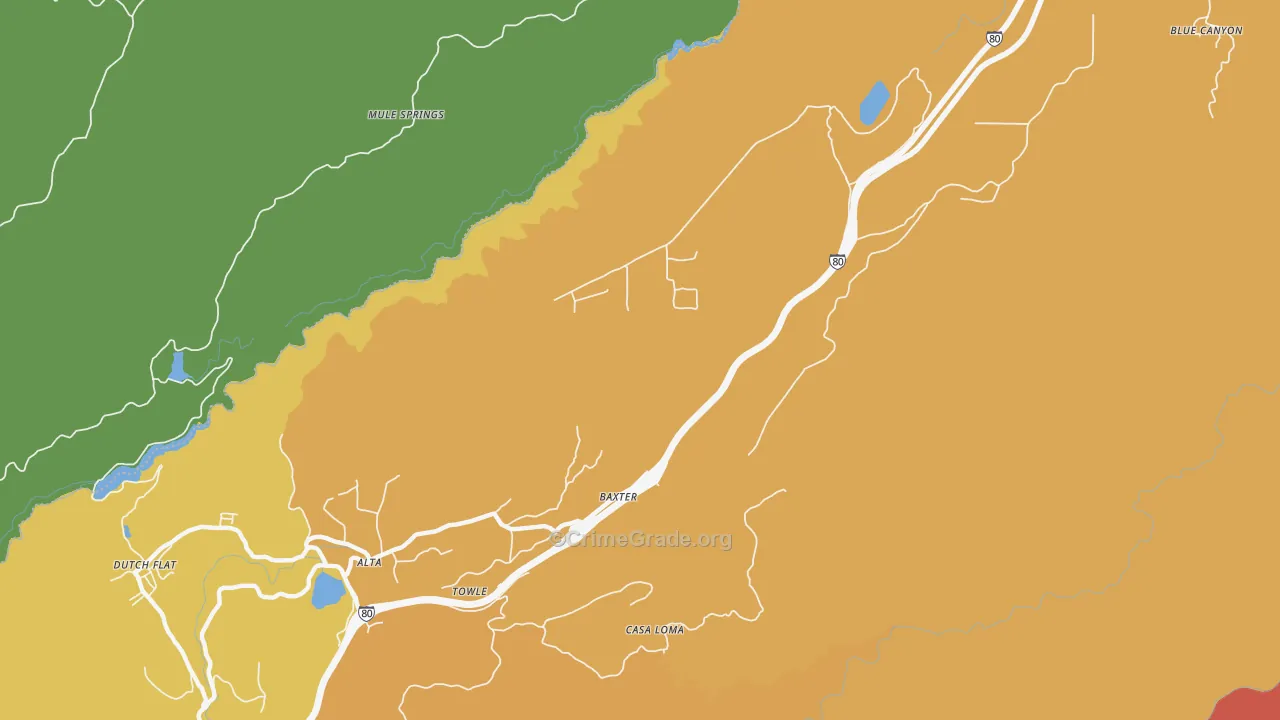 Baxter, CA Map of Robbery Rates