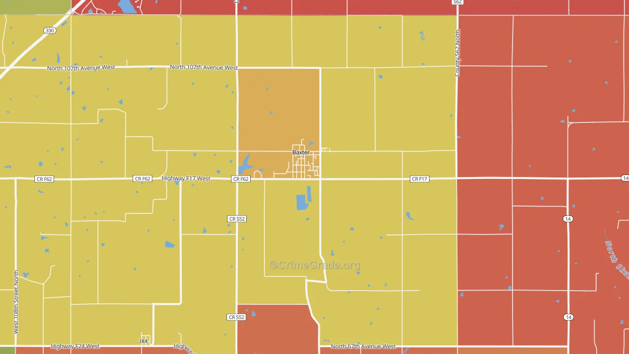 Baxter, IA Map of Robbery Rates