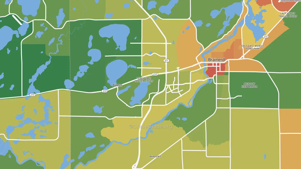 Baxter, MN Map of Robbery Rates