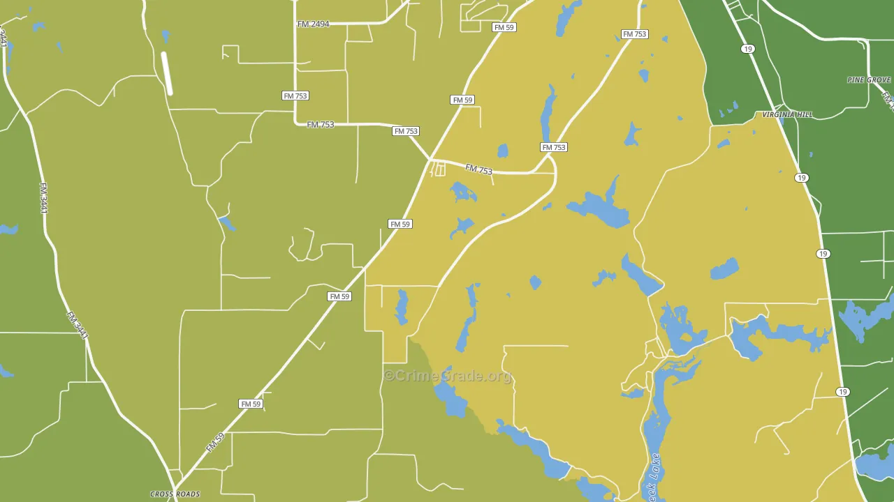 Baxter, TX Map of Robbery Rates