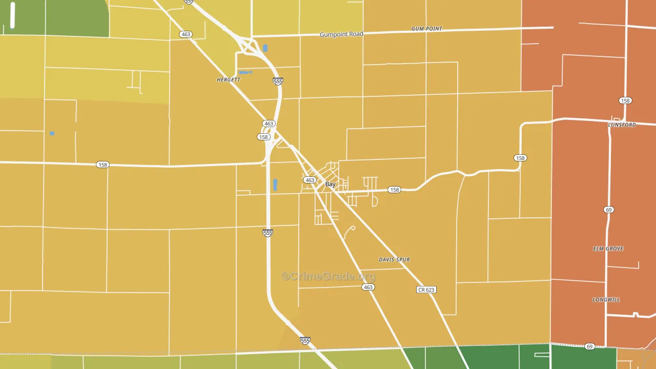 Bay, AR Map of Robbery Rates