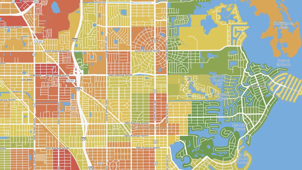 Bay Breeze Cove, St. Petersburg, FL Map of Robbery Rates