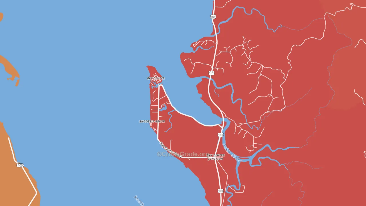 Bay Center, WA Map of Robbery Rates