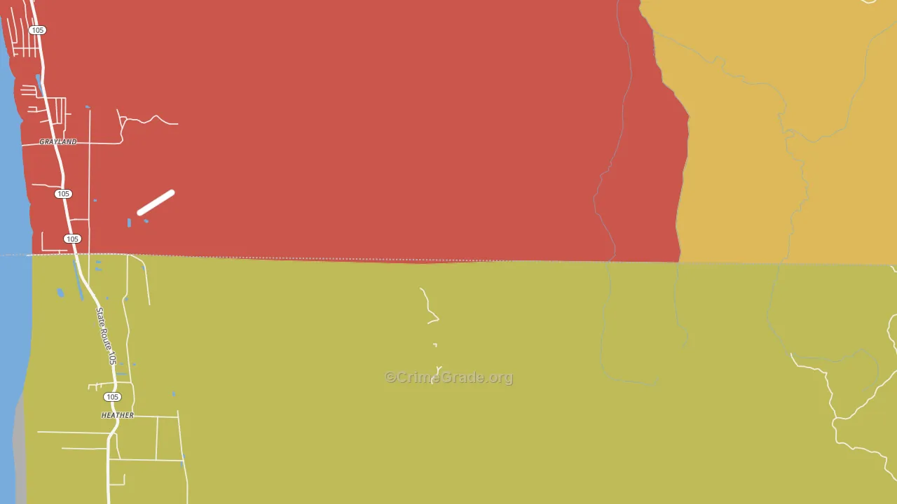 Bay City, WA Map of Robbery Rates