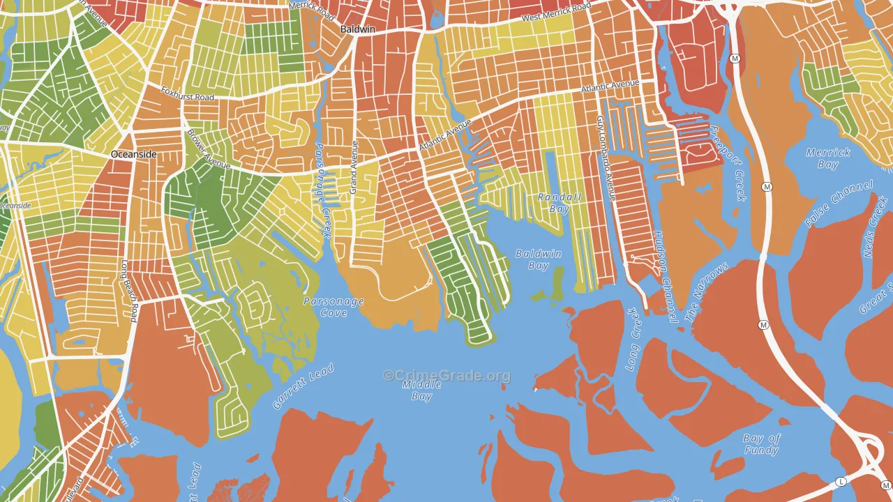 Bay Colony, Baldwin Harbor, NY Map of Robbery Rates