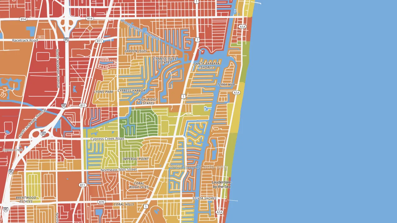 Bay Colony, Fort Lauderdale, FL Map of Robbery Rates