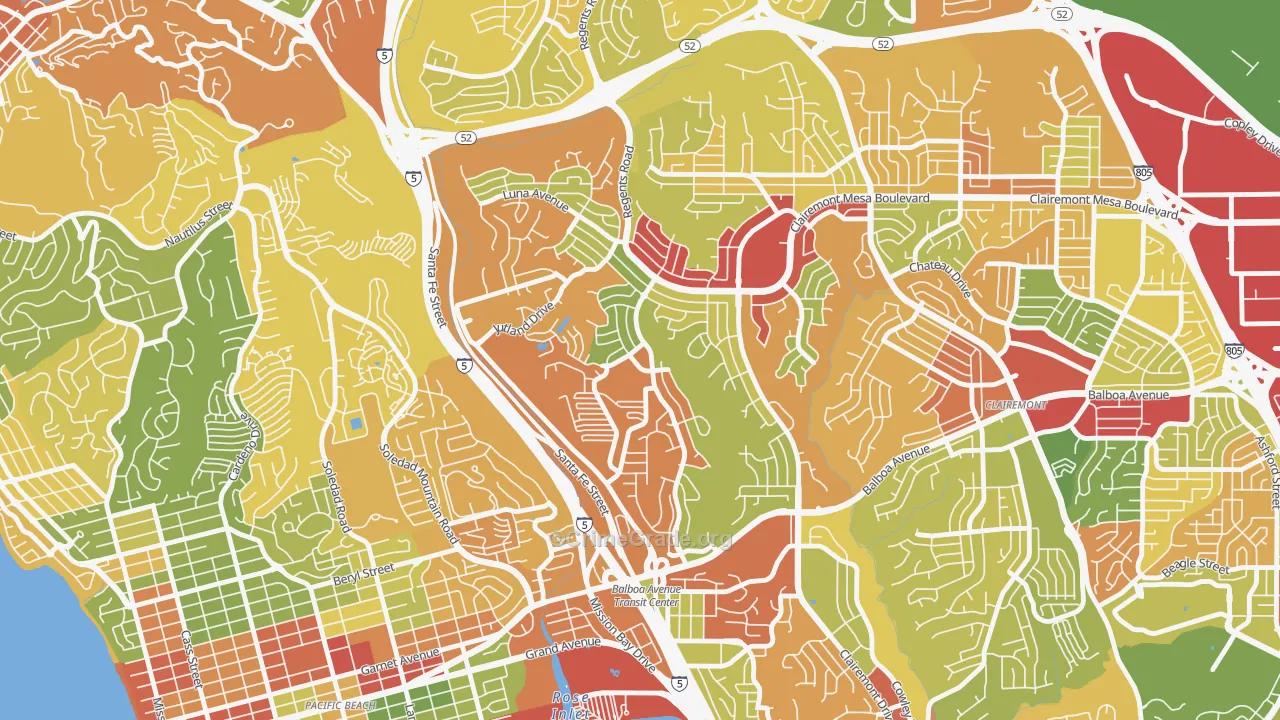 Bay Ho, San Diego, CA Map of Robbery Rates