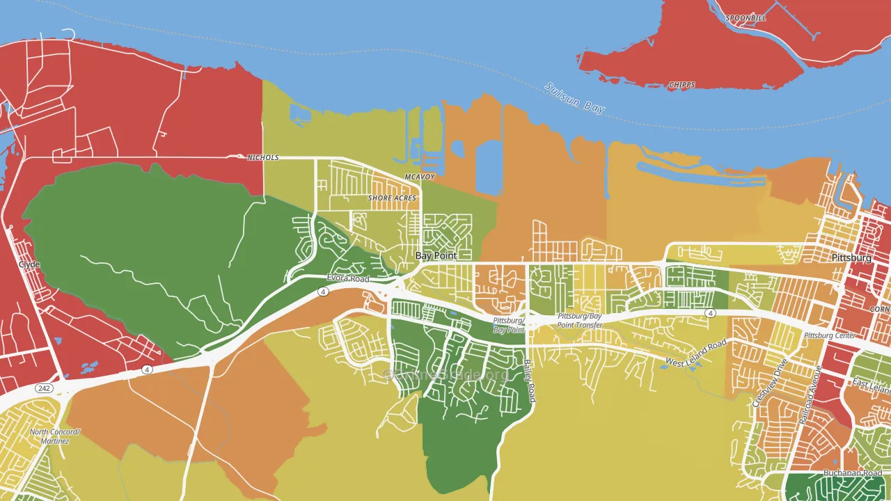 Bay Point, CA Map of Robbery Rates
