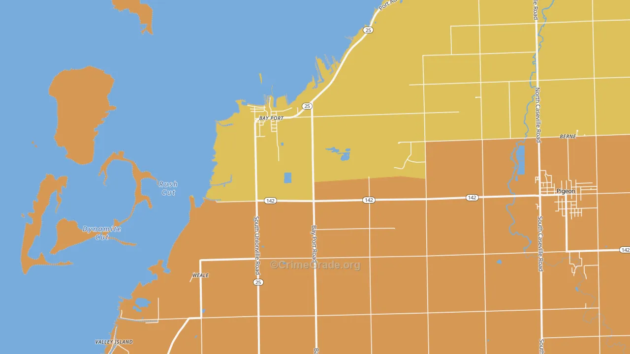 Bay Port, MI Map of Robbery Rates