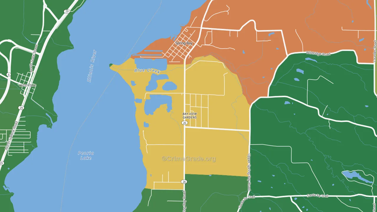 Bay View Gardens, IL Map of Robbery Rates