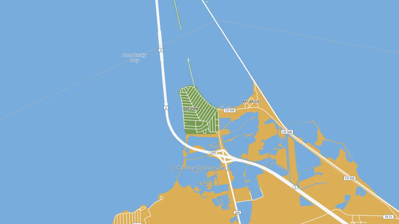 Bay View, OH Map of Robbery Rates