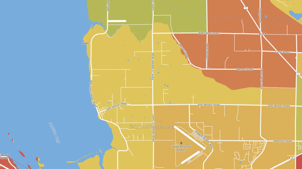 Bay View, WA Map of Robbery Rates