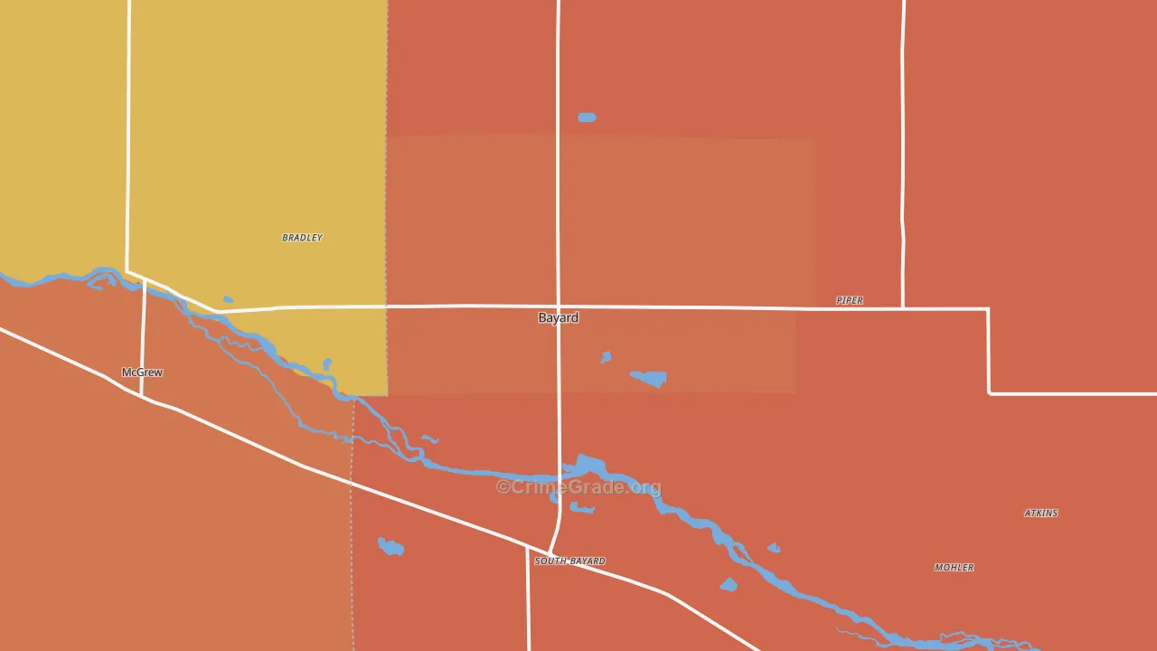 Bayard, NE Map of Robbery Rates