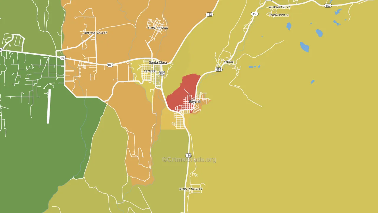 Bayard, NM Map of Robbery Rates