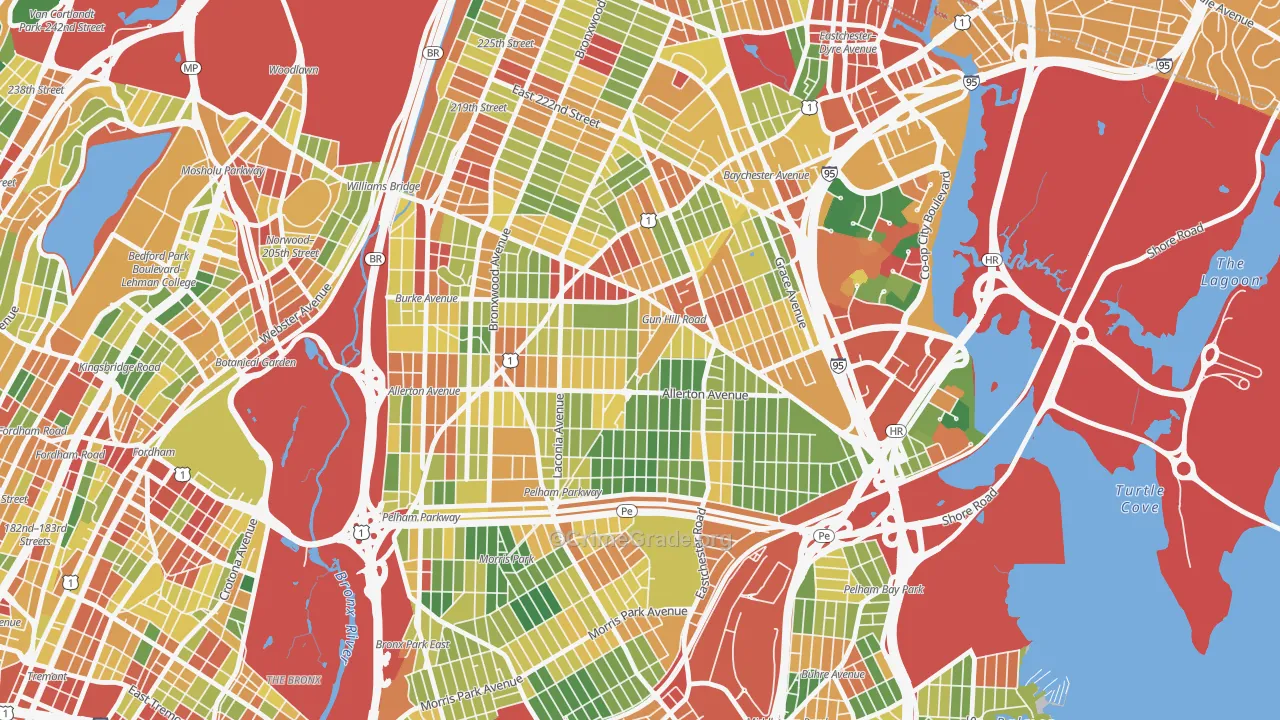 Baychester, Bronx, NY Map of Robbery Rates